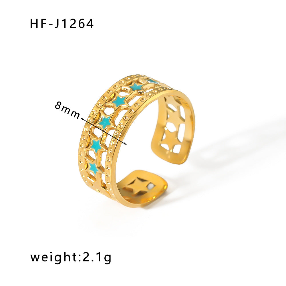 Minimalist Geometric Stainless Steel Ring with 18K Vacuum Plated Finish for Women
