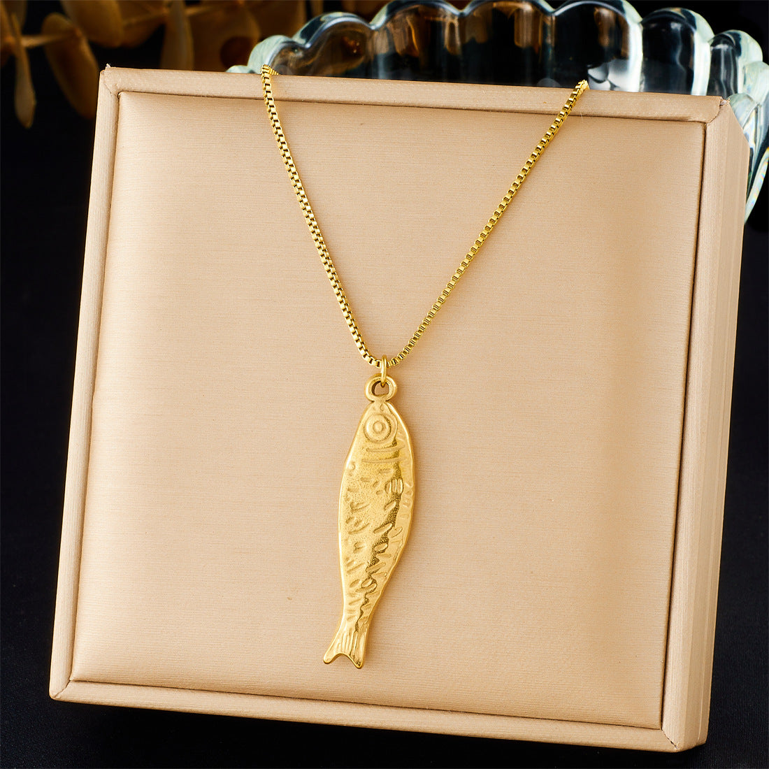 Minimalist Luxury Gold Plated Stainless Steel Fish Pendant Necklace for Women