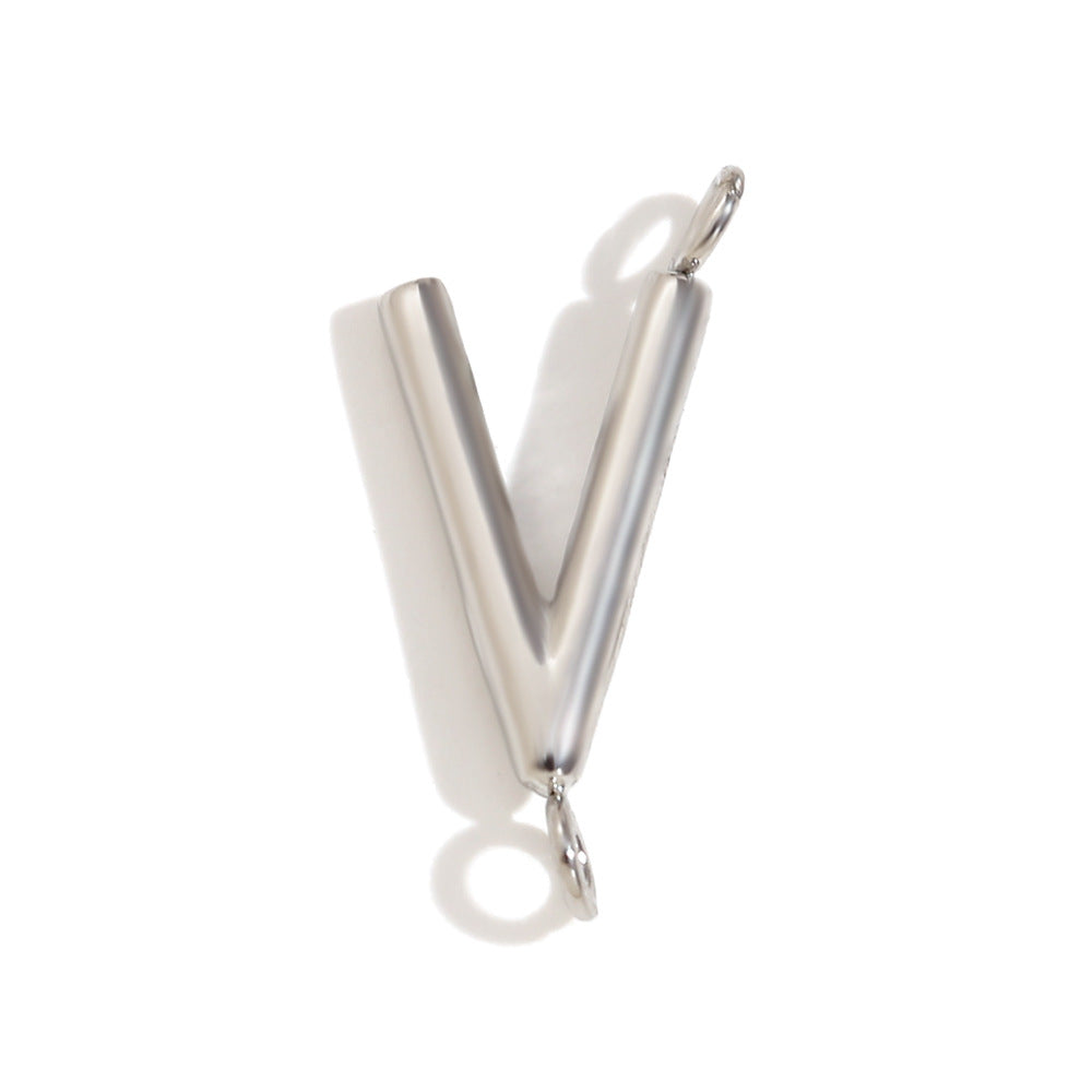 Minimalist 18K Gold Plated Stainless Steel Letter Charm Bar