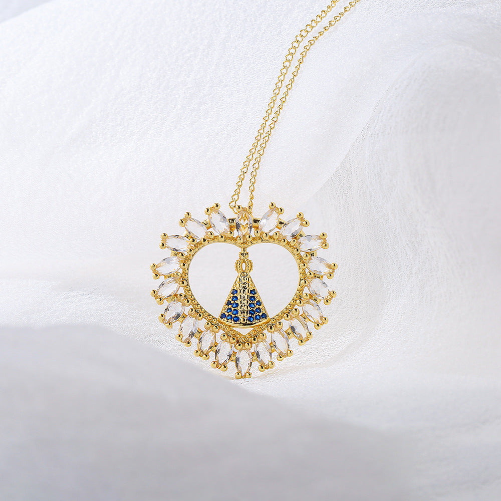 Collana con Pendente Geometrico Minimalista da Donna, Base in Rame Placcato Oro 18K e Zirconia Micro-Incastonata