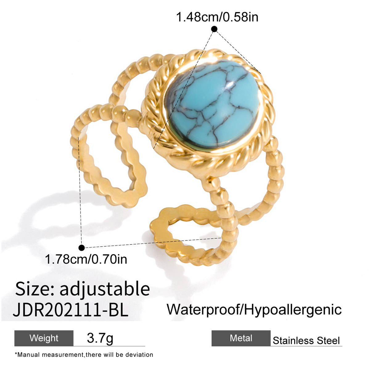 Parure di Bracciale e Anello Geometrici da Donna in Acciaio Inossidabile Placcato, dal Fascino Minimalista e di Lusso