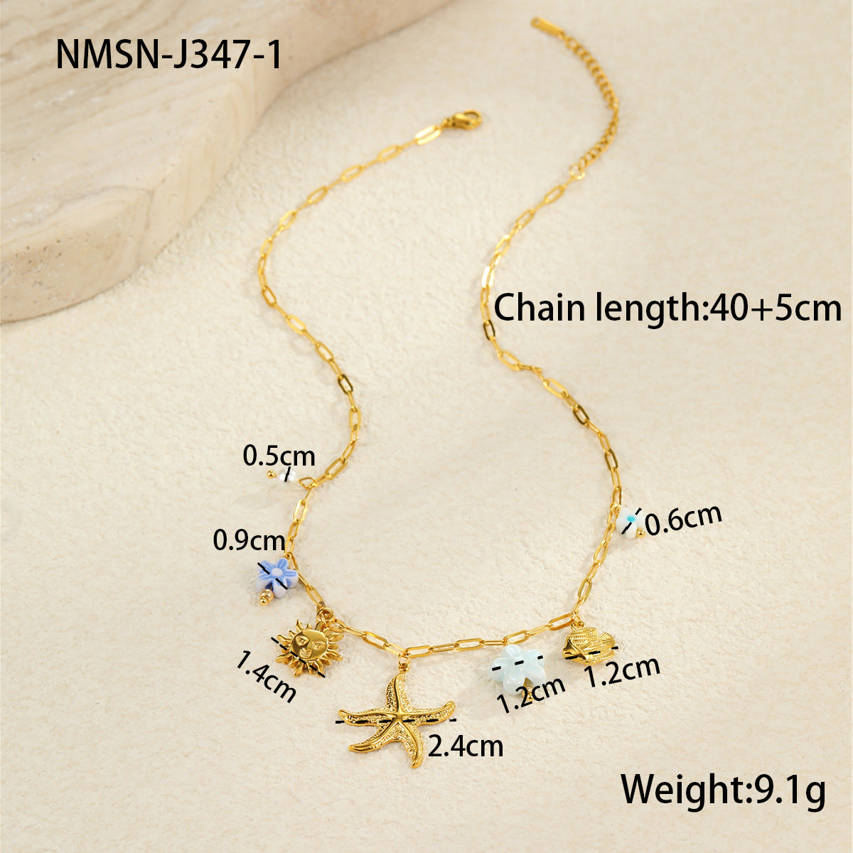 Collana alla moda in acciaio inossidabile a forma di stella con finitura smaltata da donna, gioielli Dopamine ispirati all'oceano