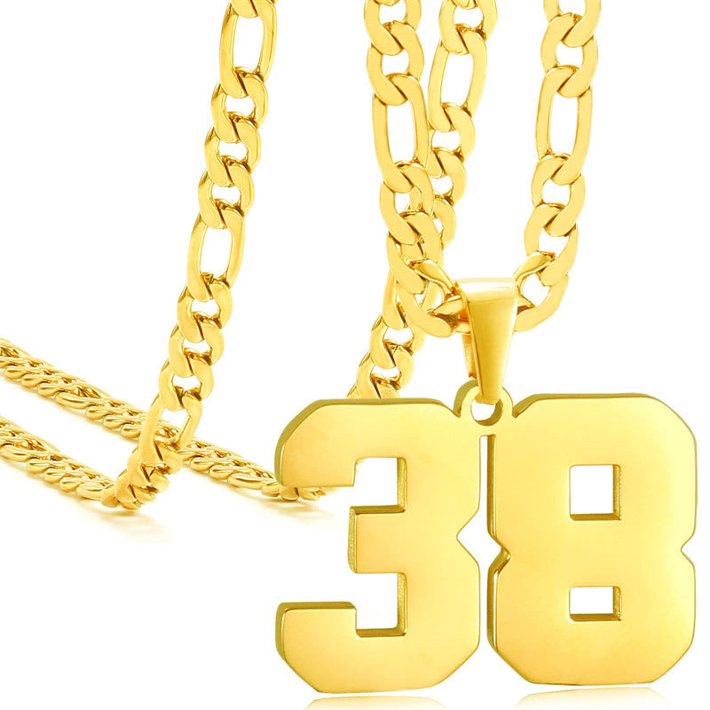 Minimalist Numeric Pendant Necklace for Men and Women Stainless Steel Chain with Polished Titanium Steel Charm
