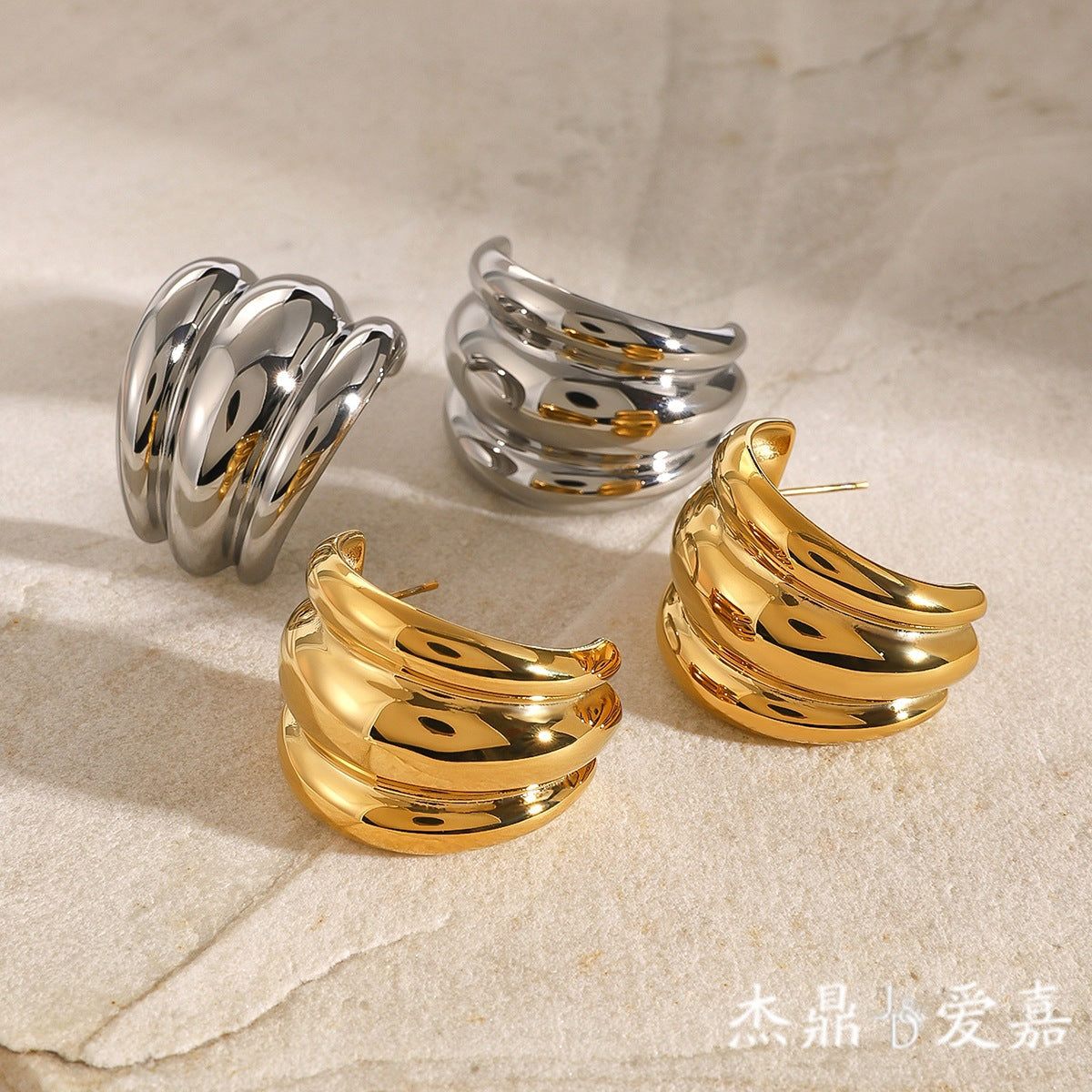 Elegant Geometric Plated Stainless Steel Earrings for Women