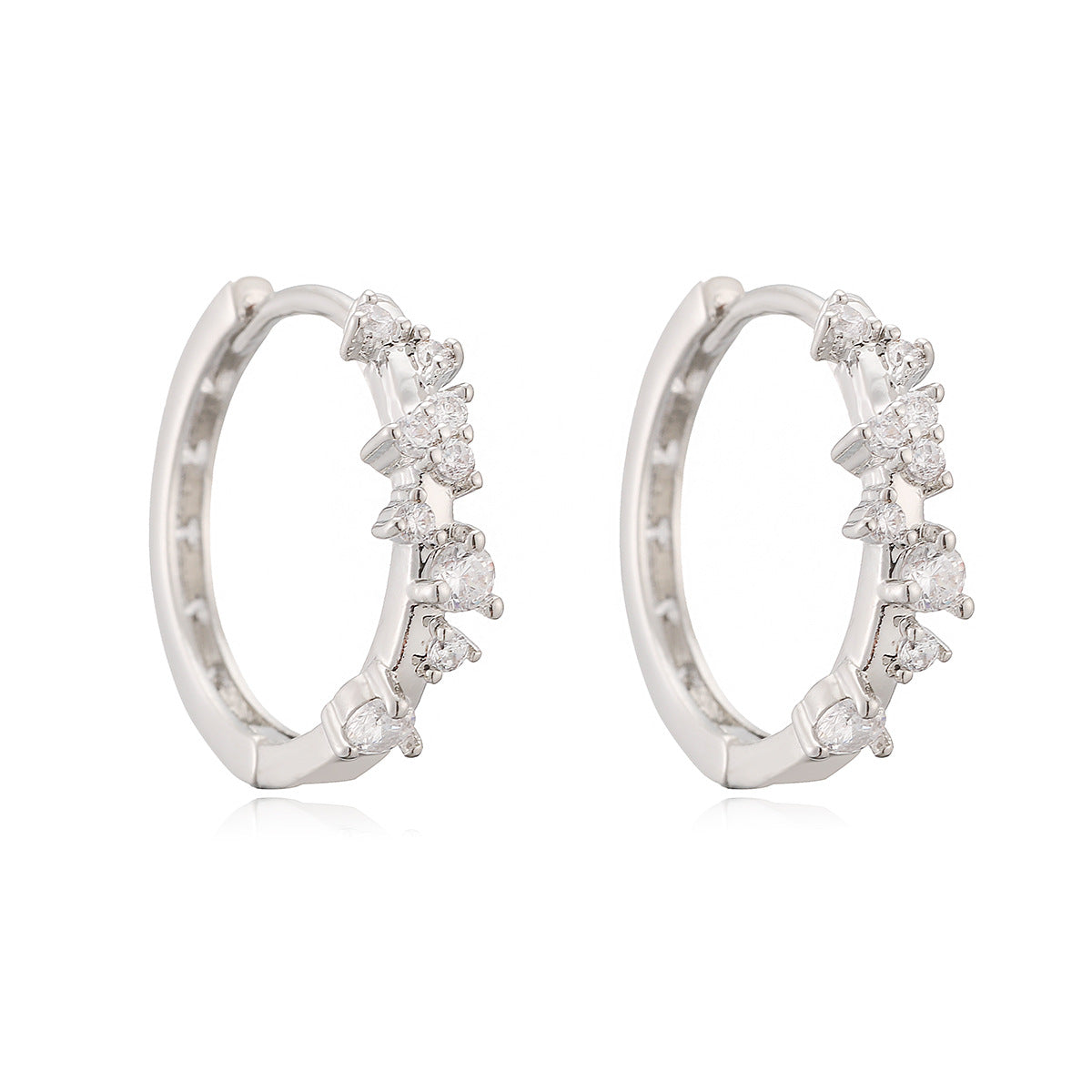 Elegant 18K Gold Plated Brass Geometric Hoop Earrings with Cubic Zirconia for Women