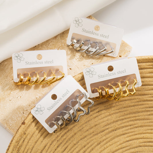 Minimalist Geometric Stainless Steel Ear Studs with Plating Finish for Women