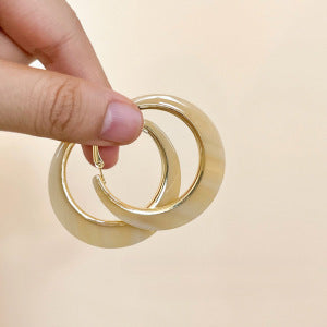 Orecchini a cerchio geometrici rotondi minimalisti da donna con base in rame placcato oro e perni in argento sterling 925, gioielli eleganti di lusso adatti all'ufficio