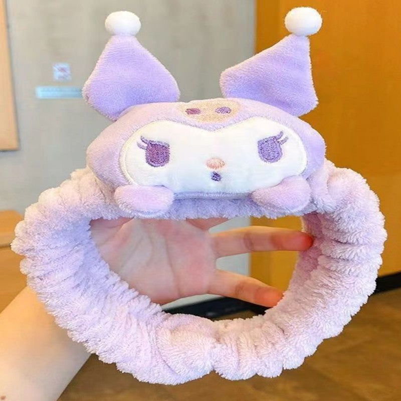 Diadema de personaje de dibujos animados de Kumomimi para niñas, con ribete de encaje bordado y confección de tela suave