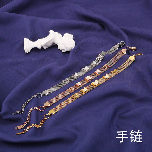 Butterfly Shaped Plated Titanium Steel Bracelet for Women