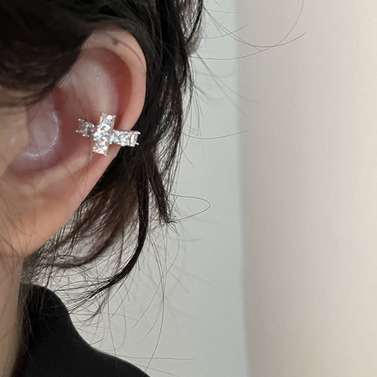 Pendientes de circonita con forma de cruz minimalista para mujer, de cobre con incrustaciones de circonita, para uso diario y de oficina
