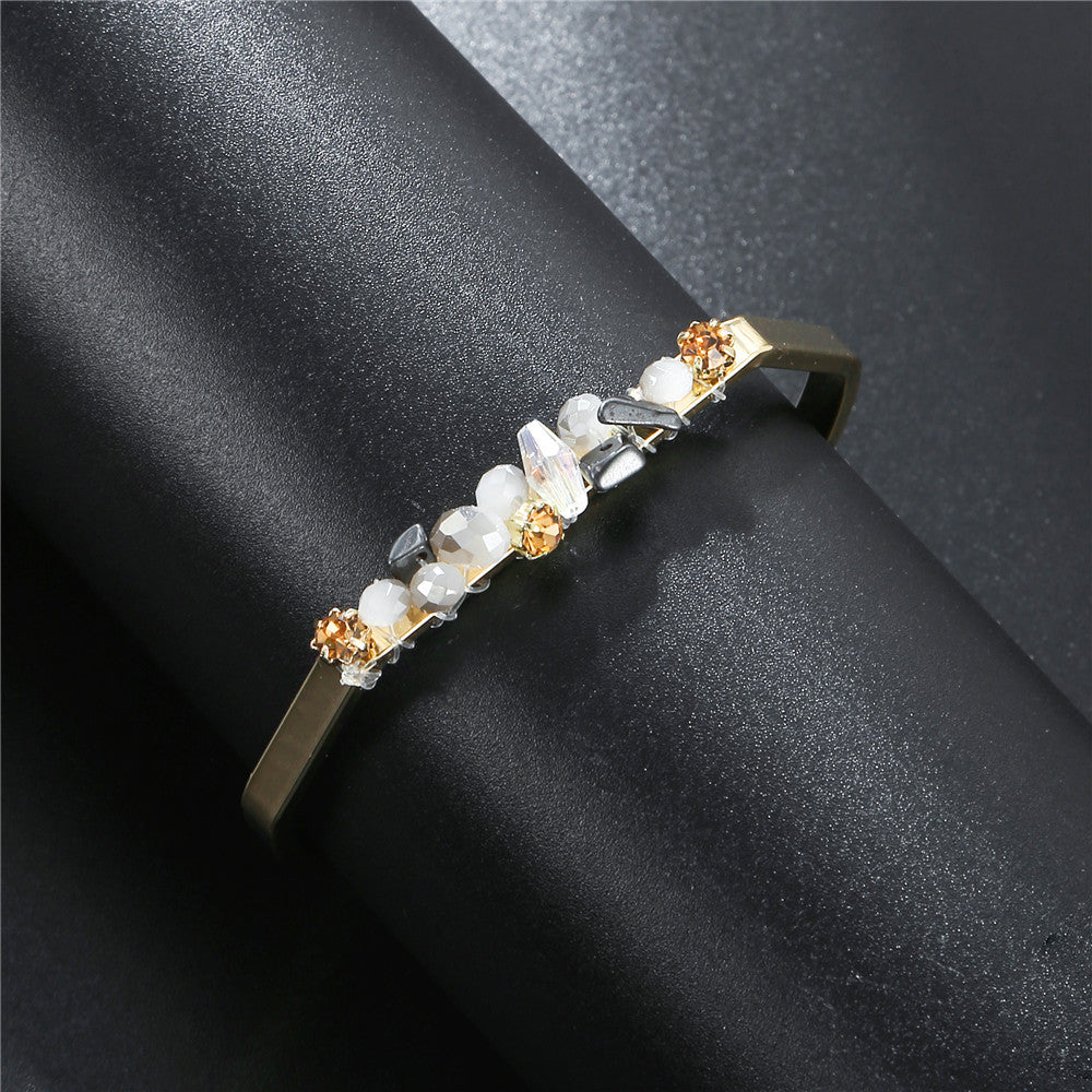 Bohemian Hand-Wrapped Chip Open Adjustable Bracelet for Women
