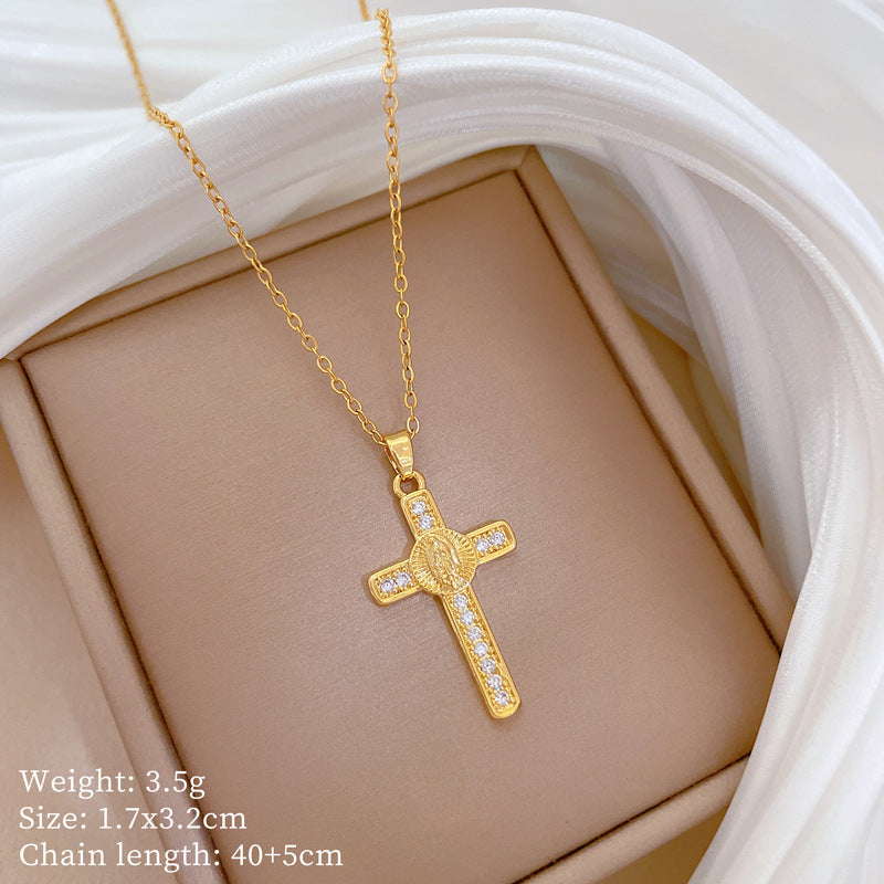 Collana in Stile Cartone Animato con Cuore in Acciaio al Titanio con Pendente in Rame e Intarsio di Strass per Donne e Uomini