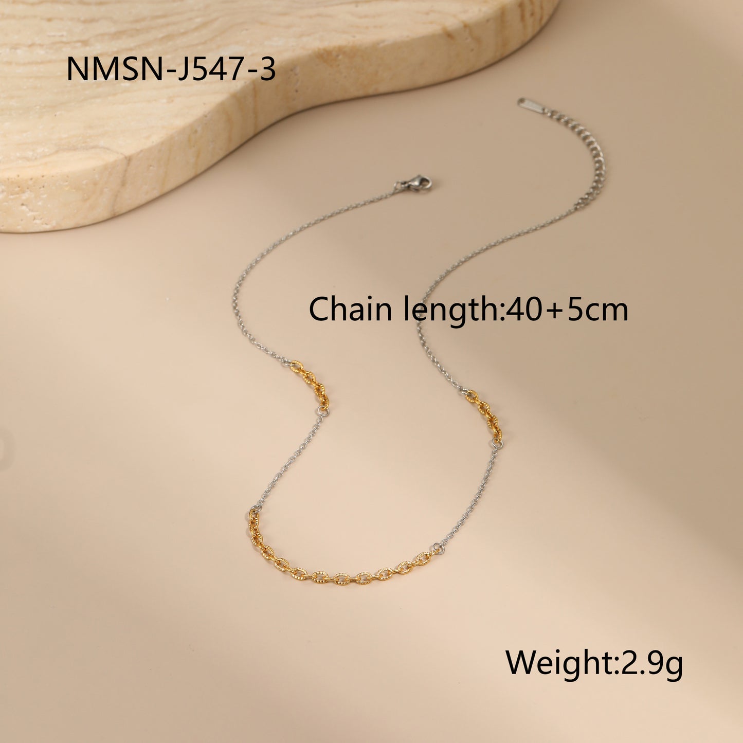 Collana geometrica alla moda in acciaio inossidabile con finitura placcata per donna
