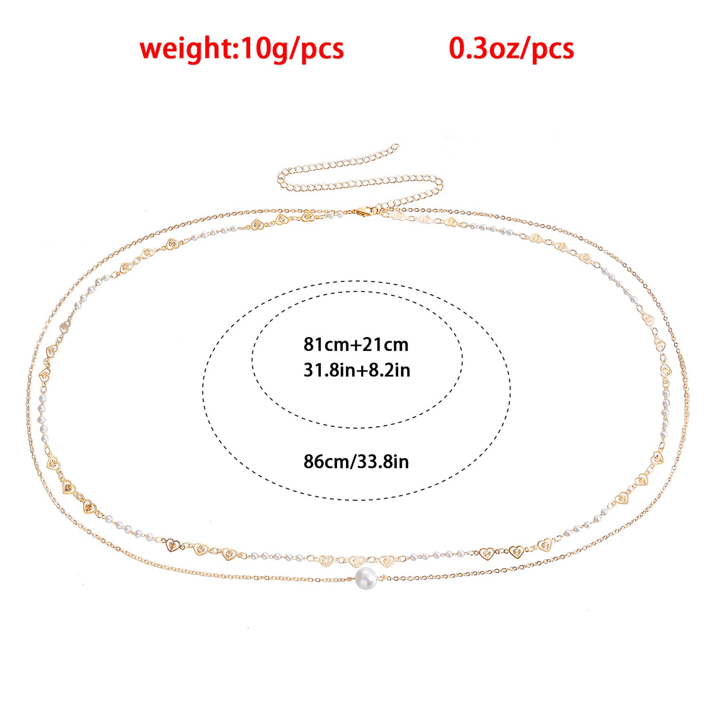 Punk Casual Double Layer Metal Body Chain with Imitation Pearls for Women