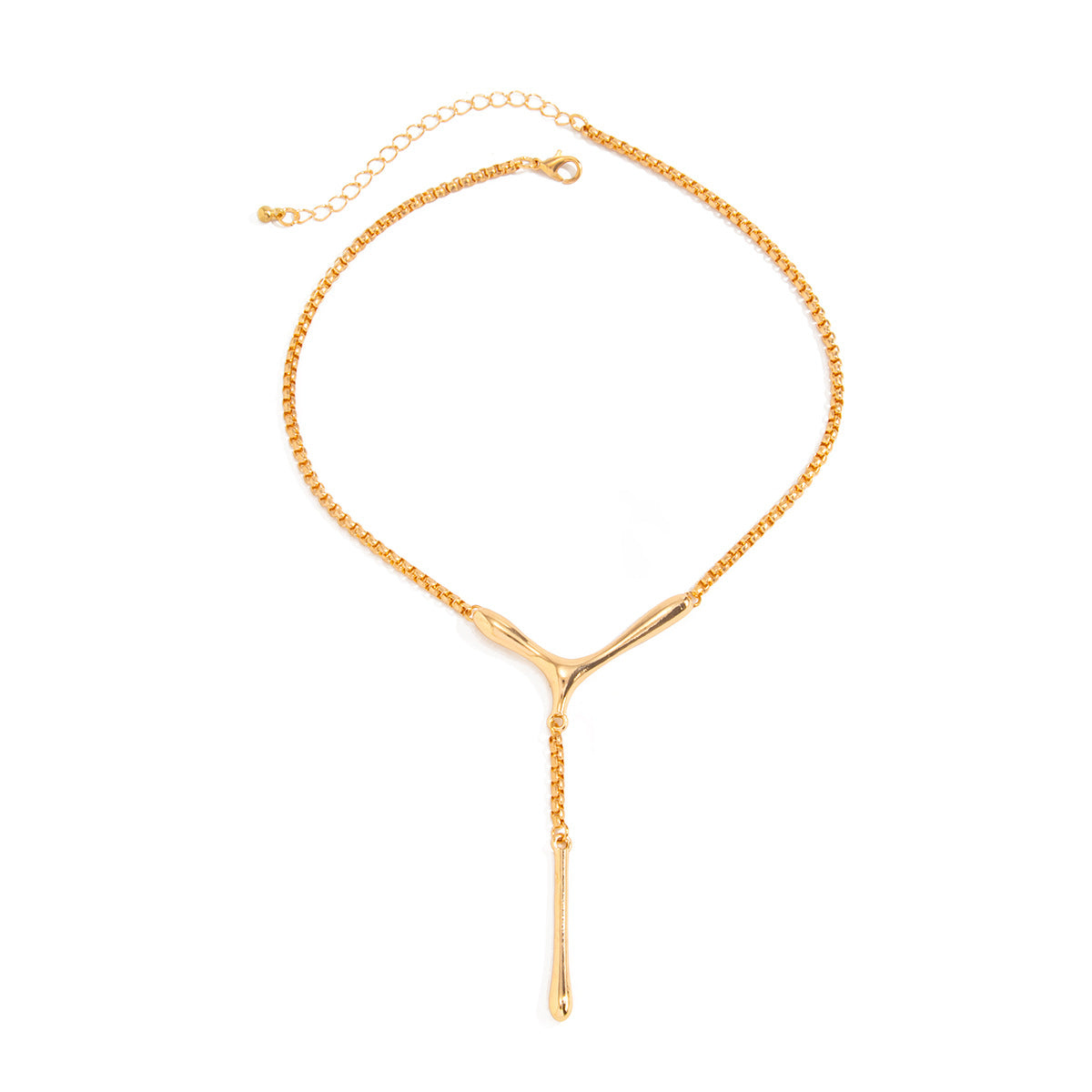Minimalist Teardrop Zinc Alloy Pendant Plated Iron Necklace for Women