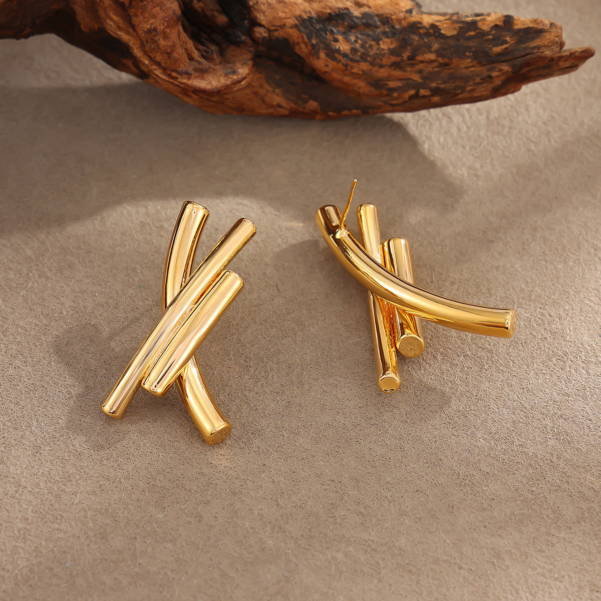 Elegant 18K Gold Plated Brass Geometric Round Cubic Zirconia Earrings for Women
