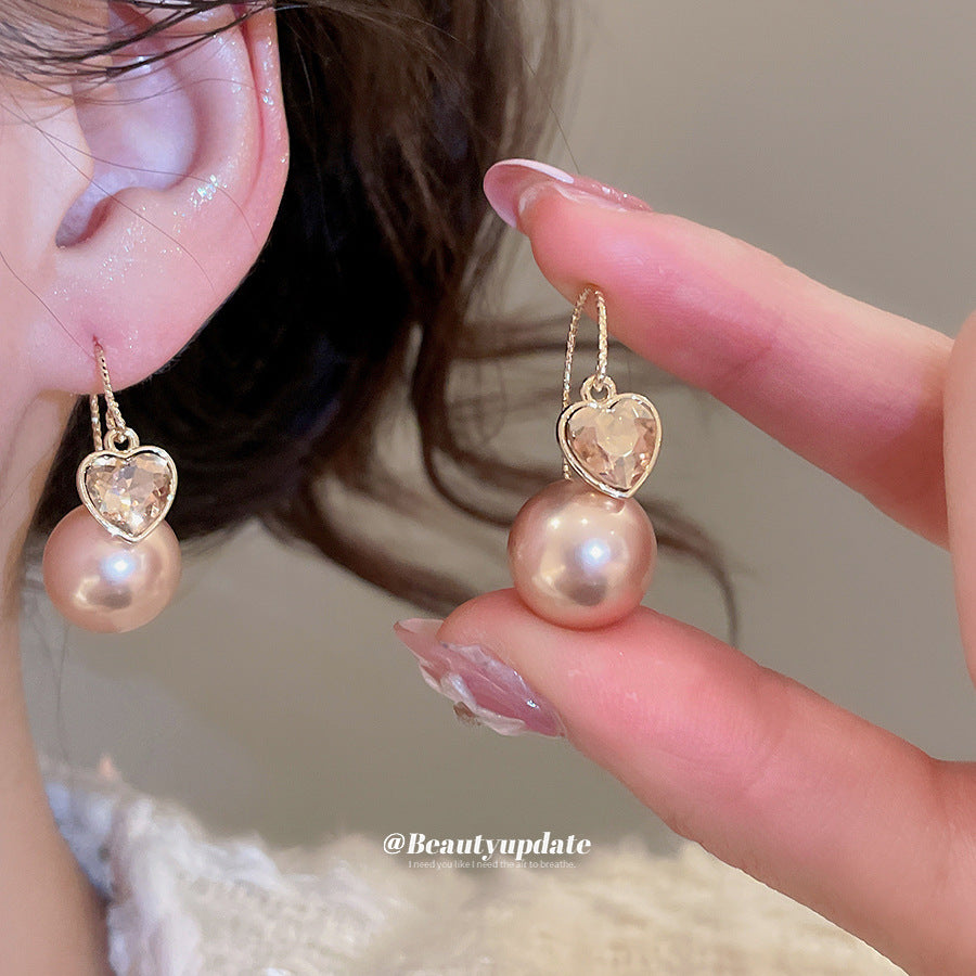 Elegantes Pendientes de Tuerca para Mujer de Estilo Retro Francés con Mariposa y Perla en Forma de Corazón con Circonitas y Postes de Acero Inoxidable
