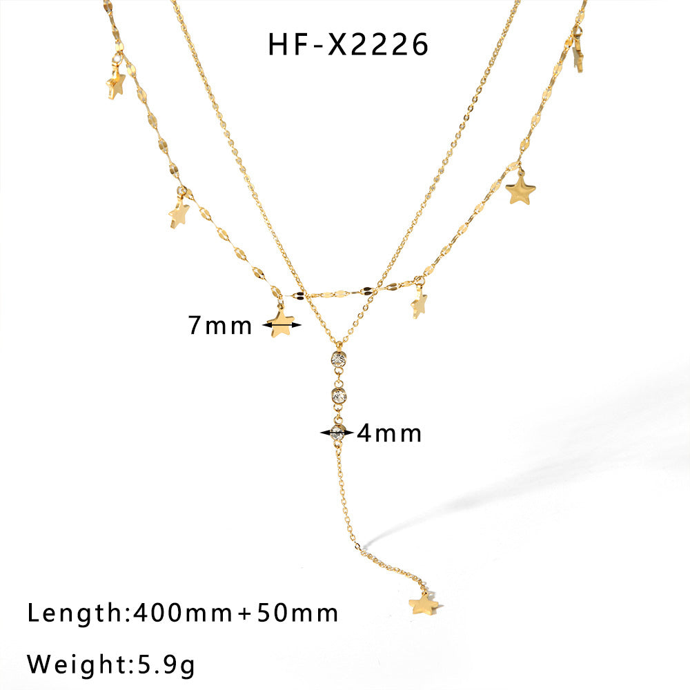 Minimalist Heart-Shaped Titanium Steel Necklace with Pearl and Shell Pendant, Gold-Plated, Fringe Detail, Unisex Fashion Jewelry