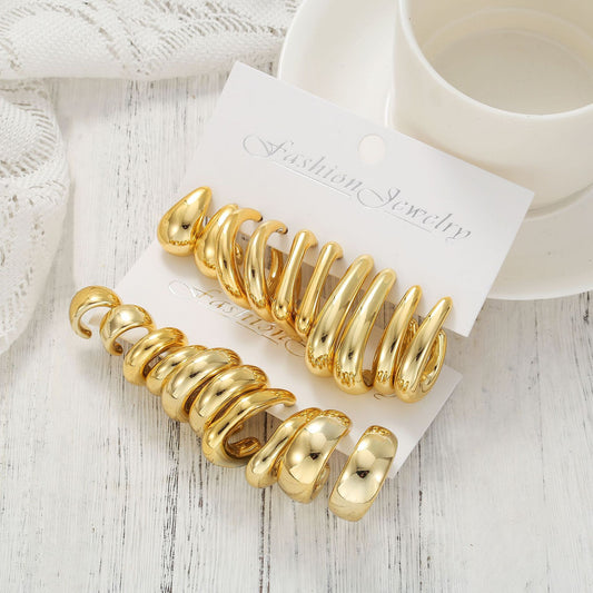 Elegant Business Geometric Round Resin Plated Earring Set for Women