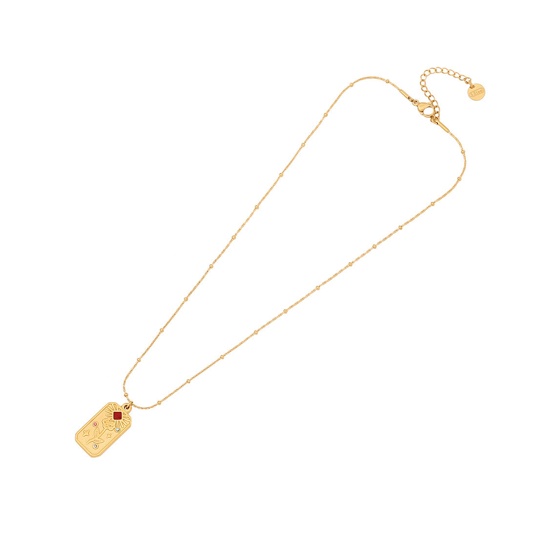 Collana con Ciondolo a Mano Rosa Geometrica Vintage in Acciaio Inossidabile con Design Ispirato ai Tarocchi