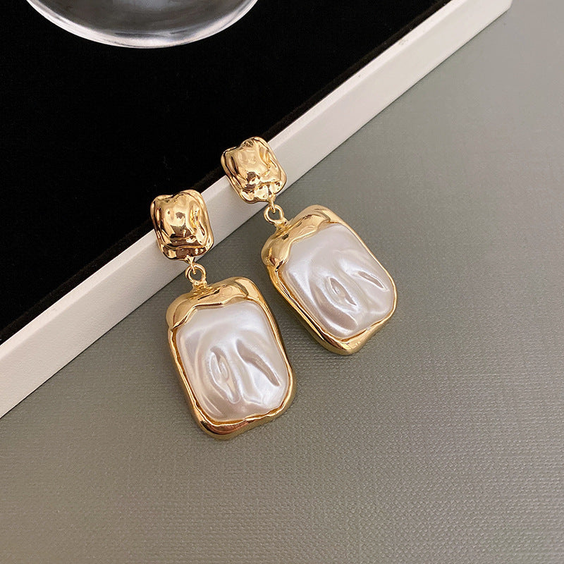 Pendientes de Ángel Retro Artísticos Ovalados con Incrustaciones de Pedrería para Mujer con Base de Cobre y Diseño Geométrico