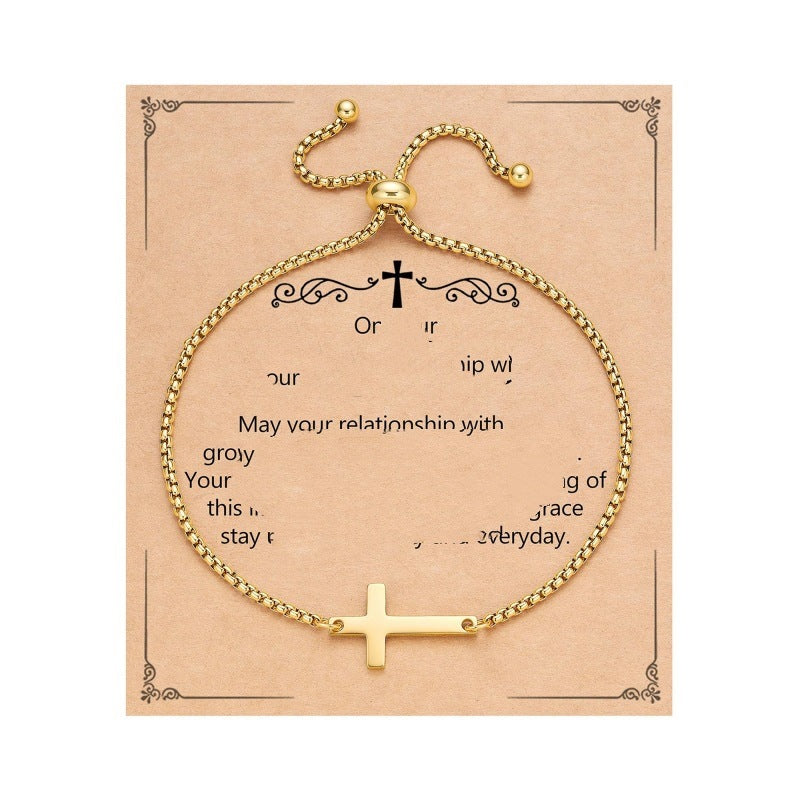 Minimalist Cross Stainless Steel Adjustable Bracelet for Women