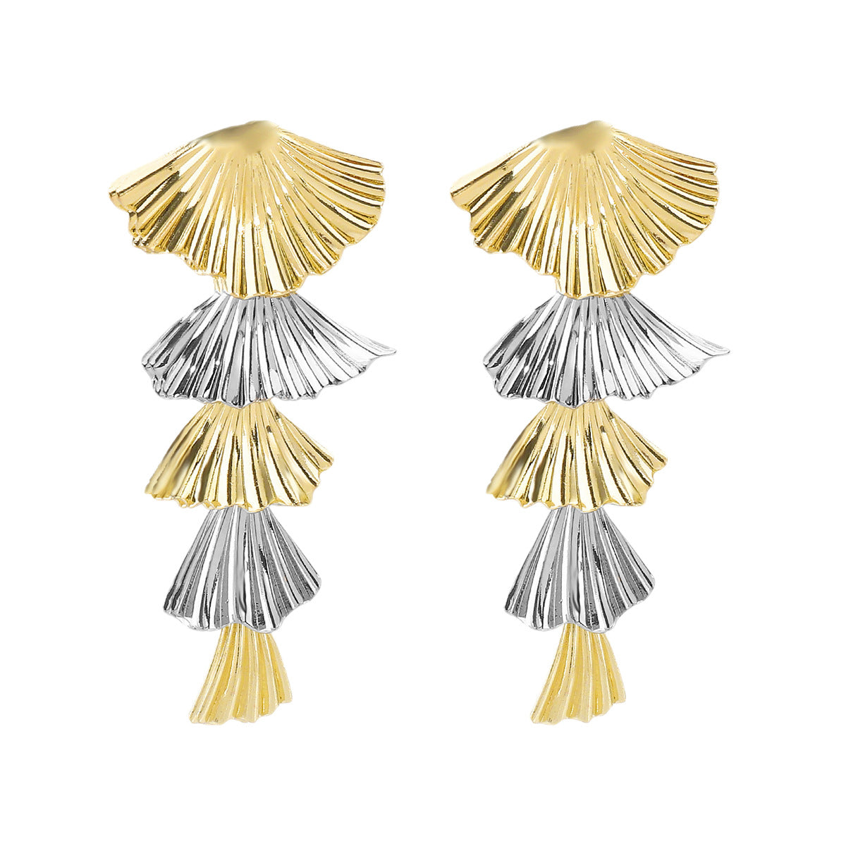 Pendientes de aleación con diseño floral geométrico de inspiración vintage y acabado chapado para mujer