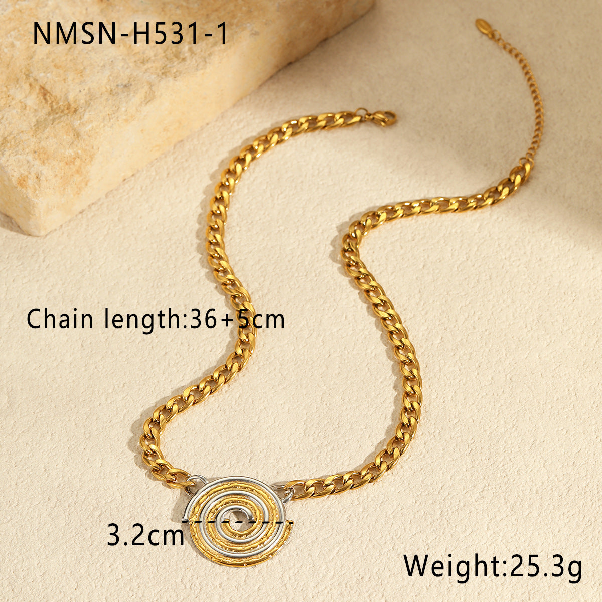 Fashion Minimalist Geometric Stainless Steel Pendant Necklace for Women with Gold and Silver Plating