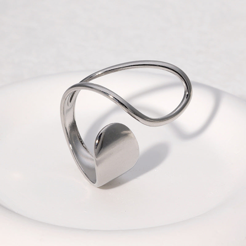 Anello da donna irregolare aperto in acciaio inossidabile placcato oro 18 carati