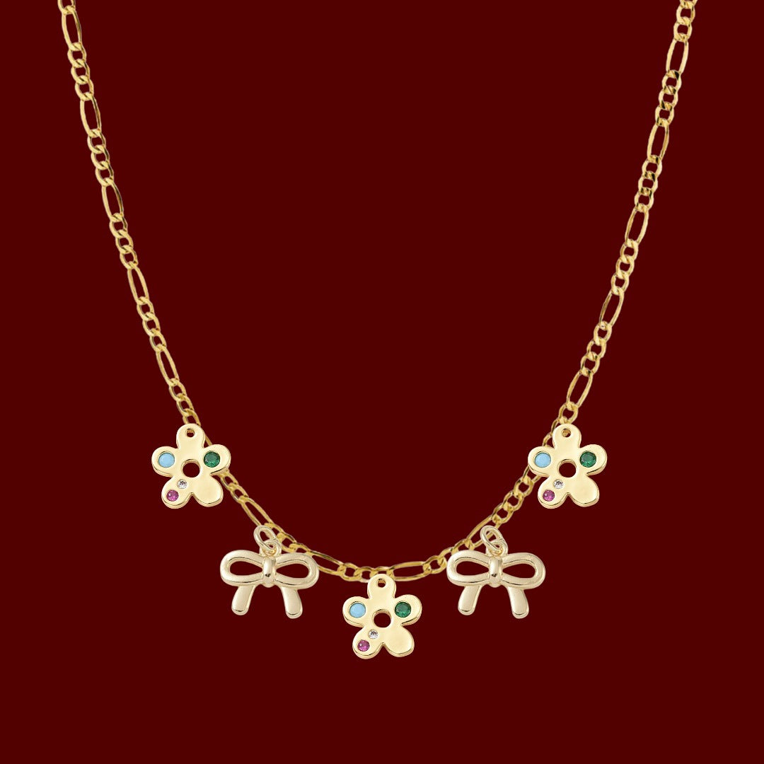 18K Gold Plated Stainless Steel Star Heart Charm Bar
