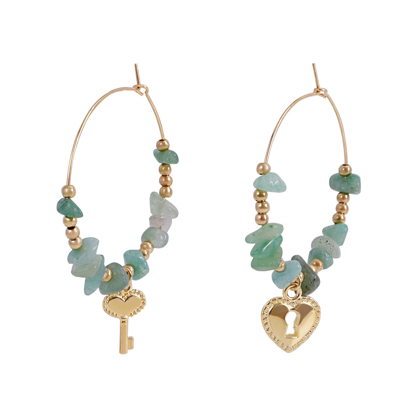 Pendientes de aro bohemios geométricos de turquesa para mujer con acabado de aleación chapada y motivo lunar inspirado en la naturaleza