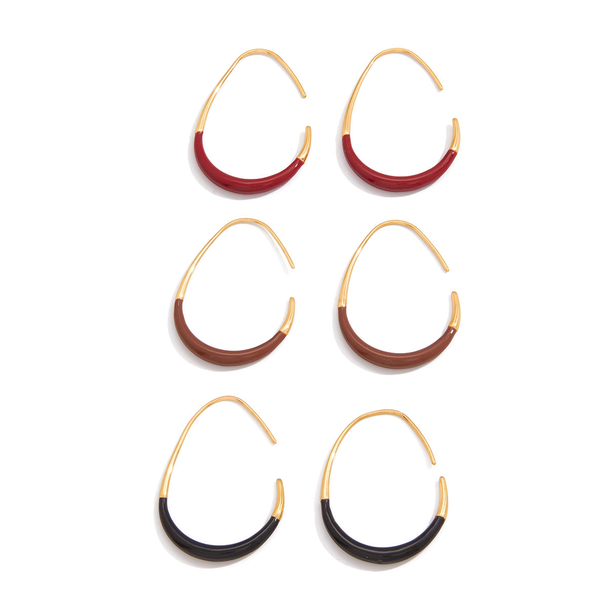 Orecchini pendenti da donna minimalisti geometrici placcati in acciaio inossidabile con cerchio a forma di C, gioielli di lusso per l'autunno e l'inverno