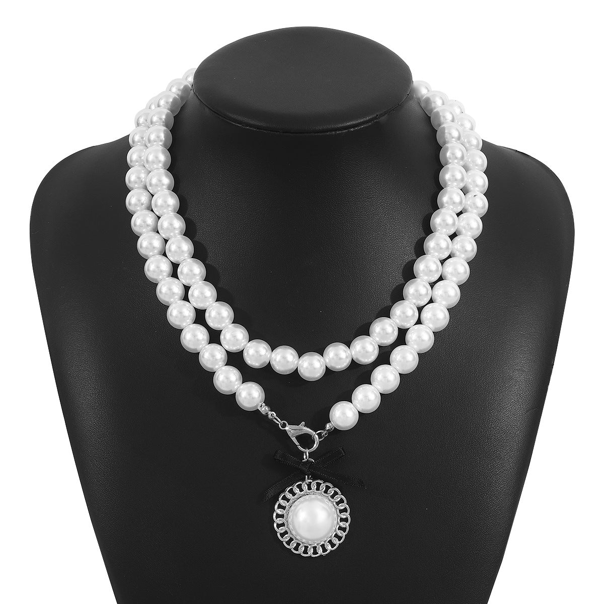 Collana minimalist in perle geometriche con pendente in lega e finitura placcata per donne e uomini