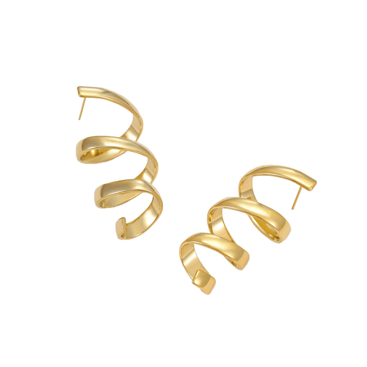 Minimalist Retro Spiral Geometric Stainless Steel Ear Studs for Women with Plated Finish
