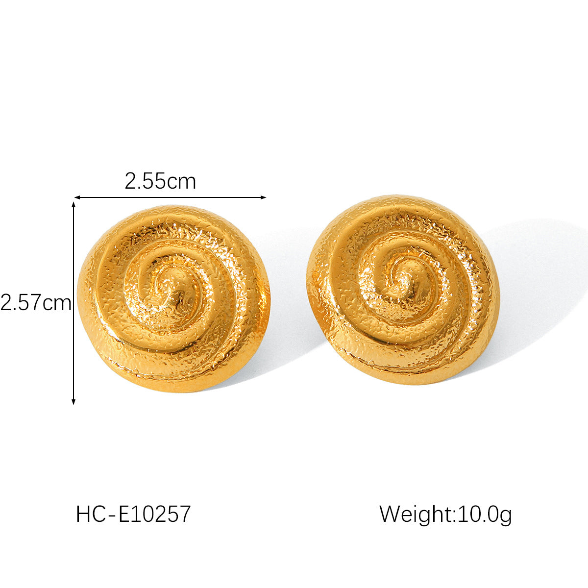 Geometric Textured 18K Gold Plated Stainless Steel Stud Earrings for Women