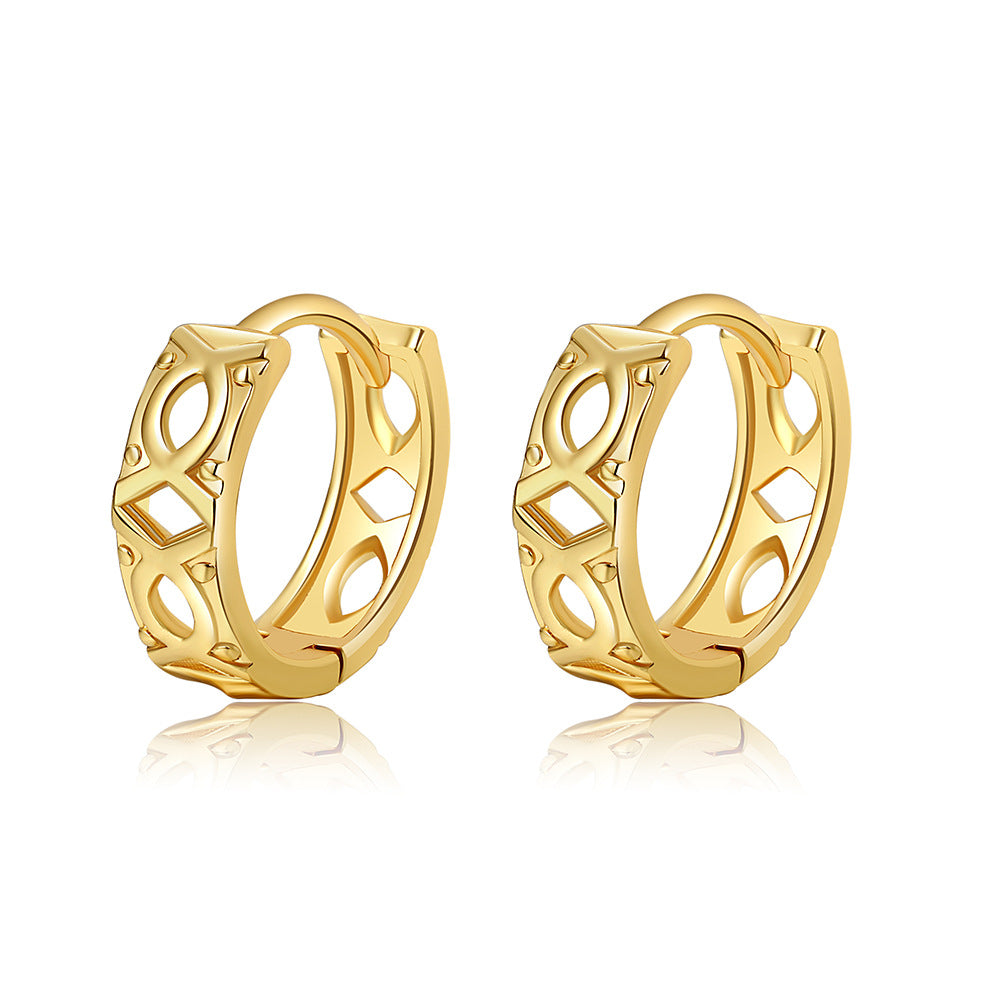 Minimalist Round Geometric Brass Plated Earrings