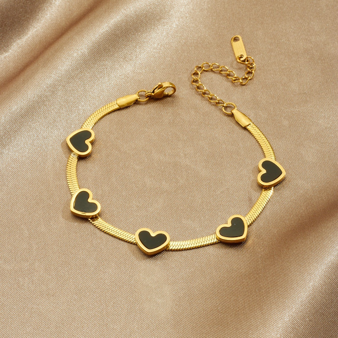 Minimalist Gold Plated Heart Curb Chain Bracelet for Women