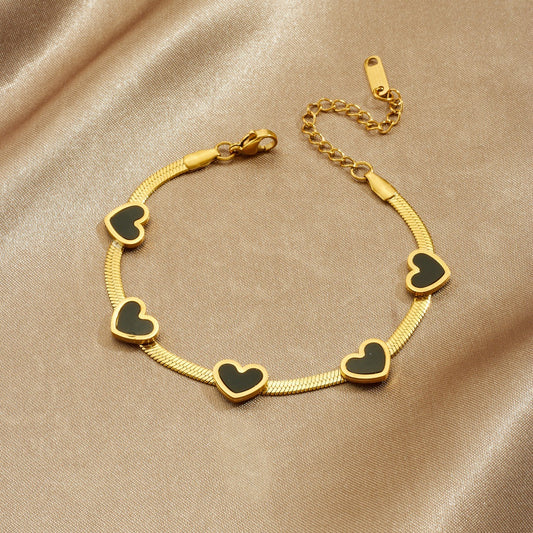 Minimalist Gold Plated Heart Curb Chain Bracelet for Women