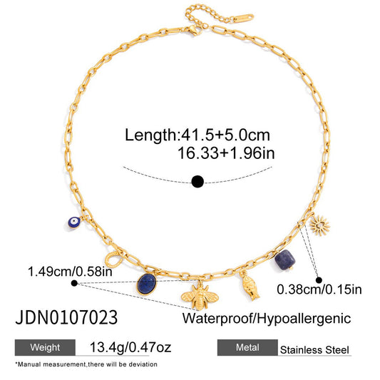 Minimalist Bee Pendant Titanium Steel Necklace with Electroplated Finish for Women