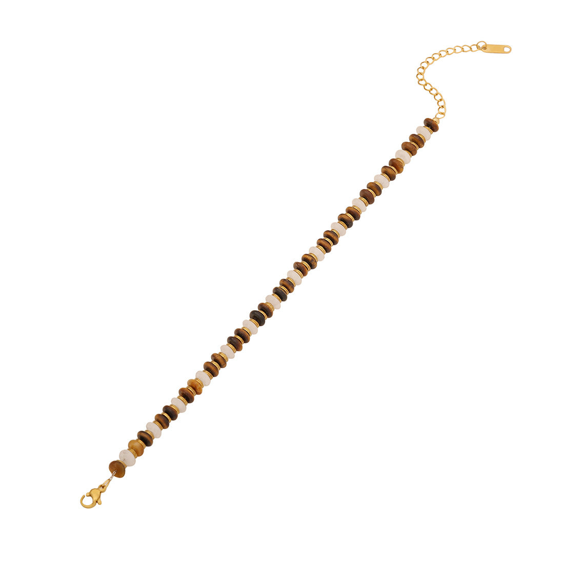 Bracciale da donna con perline occhio di tigre, design originale a cuore e forme geometriche con finitura artigianale