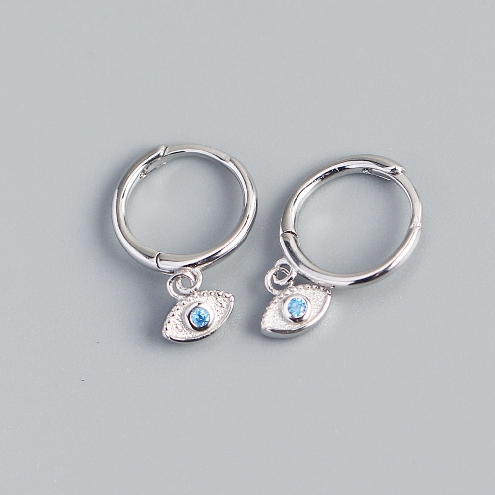 Orecchini a perno con strass intarsiati a occhio quadrato geometrico in argento sterling 925 Sweet Streetwear