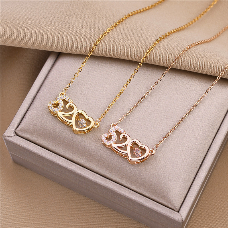 Collana girocollo con ciondolo minimalista geometrico in acciaio al titanio con finitura placcata per donne, con catena regolabile a onda d'acqua, idea regalo