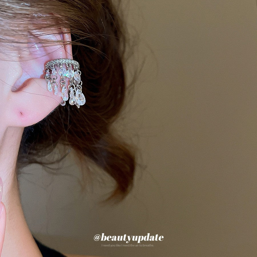 Orecchini da donna in rame con zirconi, dal design geometrico minimalista di lusso a ferro di cavallo