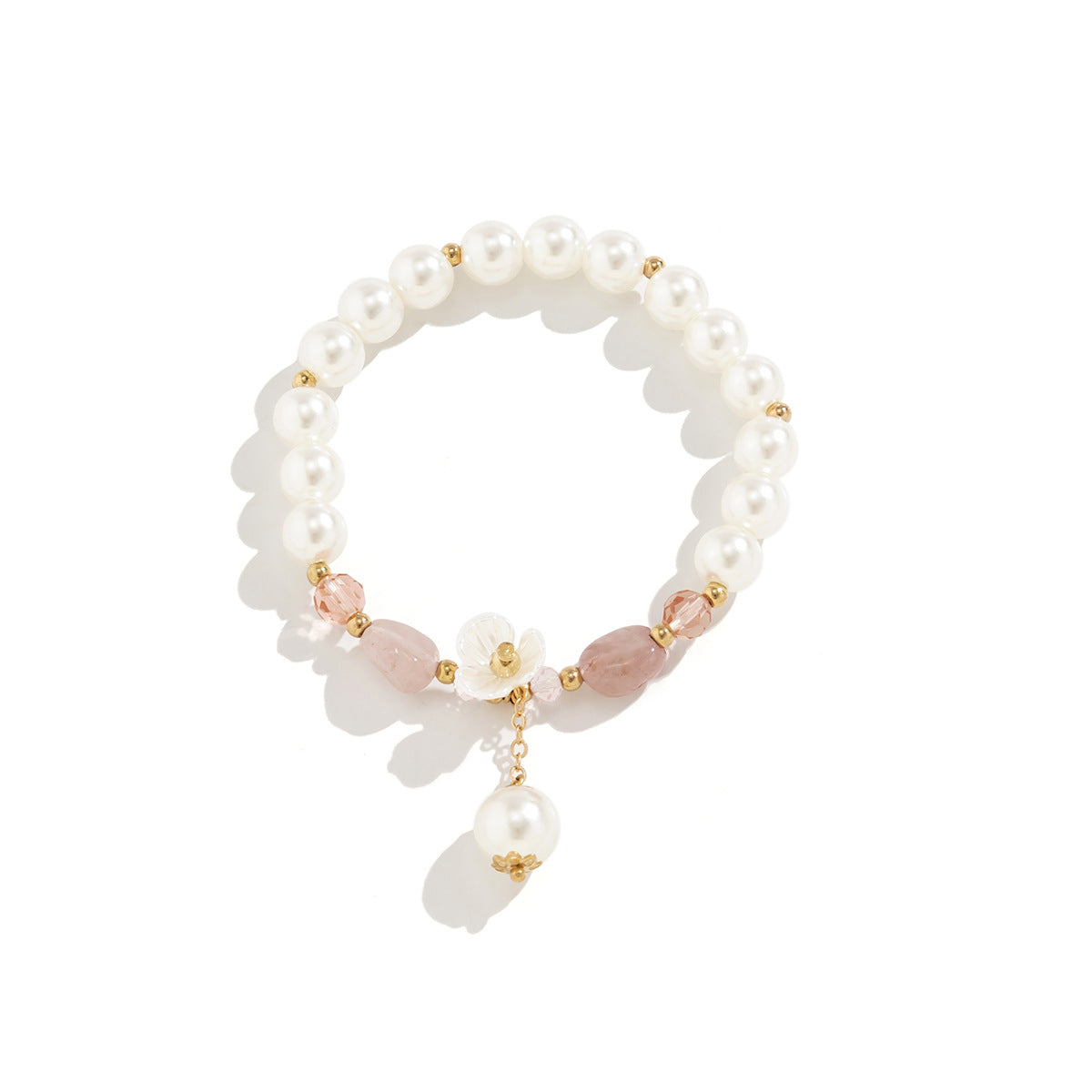 Bracciale Elastico con Perline Turchesi e Dettagli Floreali Rustici a Forma di Farfalla con Cristalli Micro-Pave