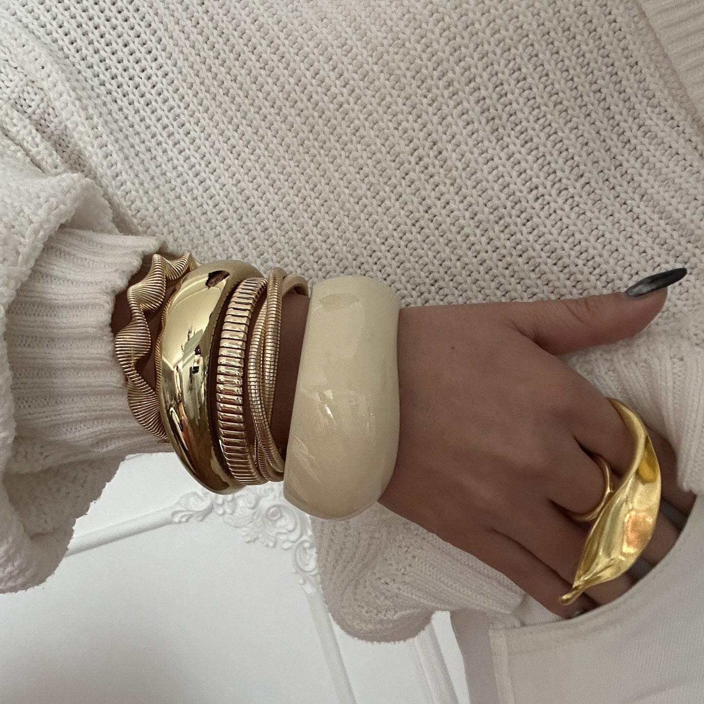 Set di bracciali a polsino placcati in lega geometrica minimalista