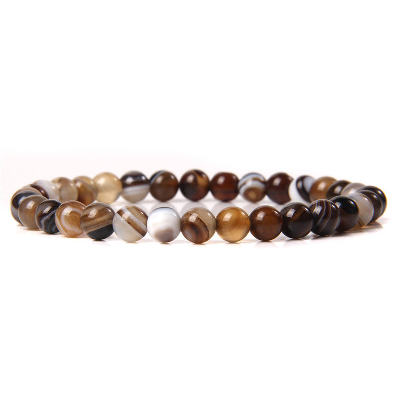 Elegant Casual Geometric Natural Agate Beaded Bracelet Unisex 6mm