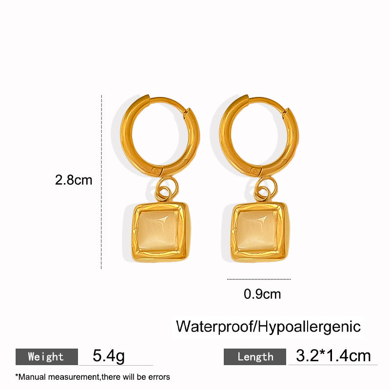 Elegant Titanium Steel Drip Oil Plated Stud Earrings for Women