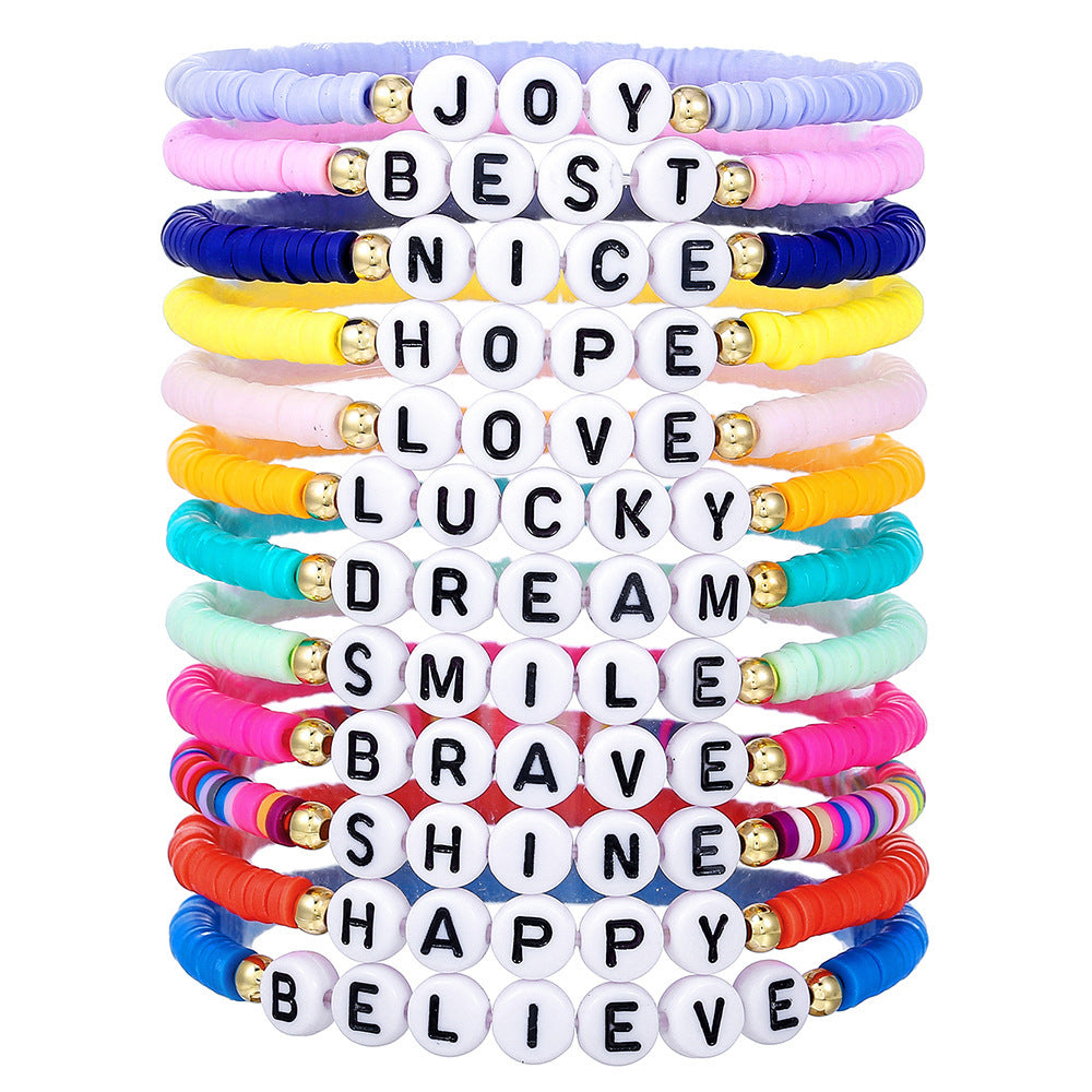 Casual Letter Resin Acrylic Bracelet Set