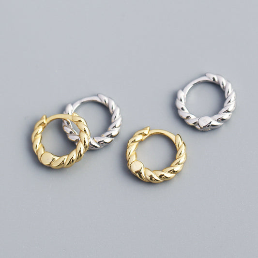 Orecchini a cerchio a corda lucidi da donna minimalisti in argento sterling 925