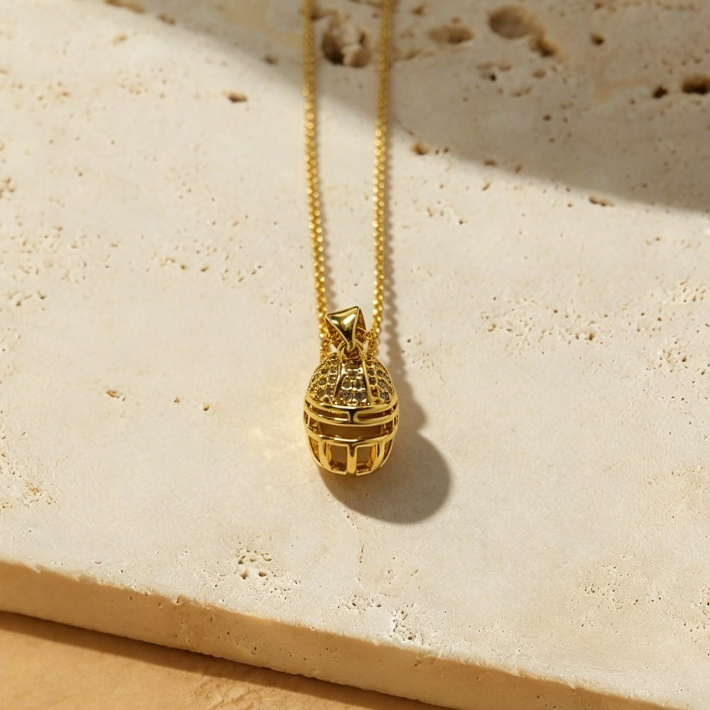 Sporty Plated Brass Soccer Trophy Pendant Necklace for Women